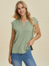 Load image into Gallery viewer, Double Take Full Size Notched Cap Sleeve Knit Top
