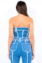 Load image into Gallery viewer, American Bazi Frayed Edge Denim Corset Top
