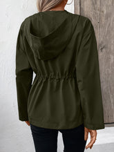 Load image into Gallery viewer, Drawstring Zip Up Hooded Jacket
