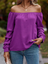 Load image into Gallery viewer, Ruched Off-Shoulder Long Sleeve Blouse
