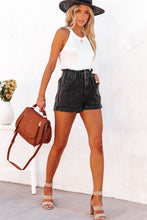 Load image into Gallery viewer, Dusty Pink Vintage Washed Frilled High Waist Denim Shorts
