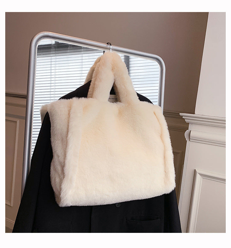 Womens Winter Bags Chain Plush Handbag Shoulder Tote Bag