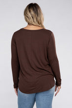 Load image into Gallery viewer, Plus Long Sleeve Round Neck Round Hem Top
