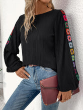 Load image into Gallery viewer, Embroidered Round Neck Long Sleeve Blouse
