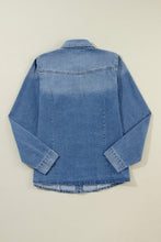 Load image into Gallery viewer, Dusk Blue Flap Pockets Slim Buttoned Denim Shirt
