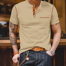 Load image into Gallery viewer, Men&#39;s Short Sleeve with Pocket &amp; Tan Accent Shirt
