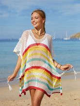 Load image into Gallery viewer, Cutout Striped Cover-Up with Tassel
