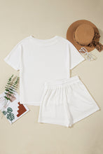 Load image into Gallery viewer, Round Neck Short Sleeve Top and Drawstring Shorts Set
