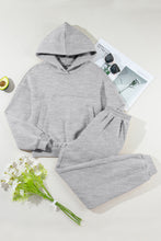 Load image into Gallery viewer, Gray Solid Exposed Seams Hoodie and Joggers Activewear Set
