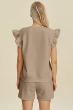 Load image into Gallery viewer, Double Take Full Size Texture Round Neck Ruffle Sleeve Top and Shorts Set
