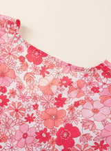 Load image into Gallery viewer, Pink Boho Floral V Neck Kimono Style Blouse
