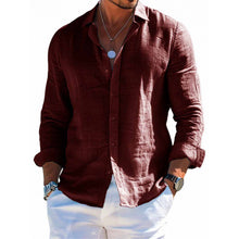 Load image into Gallery viewer, Men&#39;s Long Sleeve Loose Solid Color Lapel Button Top
