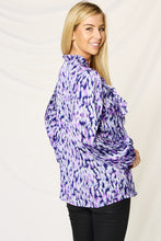 Load image into Gallery viewer, Double Take Full Size Printed Ruffle Trim Balloon Sleeve Shirt
