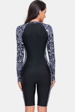 Load image into Gallery viewer, Printed Half Zip Long Sleeve One-Piece Swimwear
