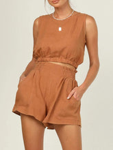 Load image into Gallery viewer, Round Neck Sleeveless Top and Shorts Set
