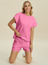 Load image into Gallery viewer, Double Take Full Size Texture T-Shirt and Shorts Set
