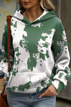 Load image into Gallery viewer, Green Tie Dye Print Kangaroo Pocket Loose Hoodie
