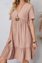 Load image into Gallery viewer, Full Size Ruched V-Neck Short Sleeve Dress
