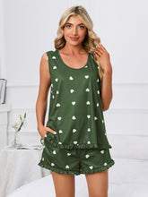 Load image into Gallery viewer, Heart Scoop Neck Tank and Shorts Lounge Set
