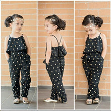 Load image into Gallery viewer, Toddler / Kids - Girls - Cotton Sleeveless Polka Dot Spaghetti Strap Jumpsuit
