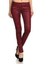 Load image into Gallery viewer, Low Rise Metallic Print Skinny Jeans Pants
