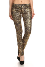 Load image into Gallery viewer, Low Rise Metallic Print Skinny Jeans Pants
