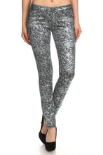 Load image into Gallery viewer, Low Rise Metallic Print Skinny Jeans Pants
