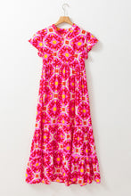 Load image into Gallery viewer, Strawbeery Pink Geo Print V-neck Maxi Dress
