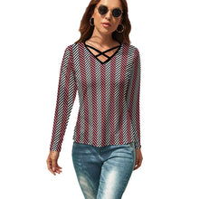 Load image into Gallery viewer, Ti Amo I love you - Grey &amp; Pink Chevron  - V-Neck Long Sleeve T-Shirt
