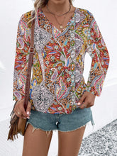 Load image into Gallery viewer, Printed V-Neck Long Sleeve Blouse
