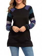 Load image into Gallery viewer, Color Block Round Neck Long Sleeve T-Shirt
