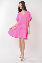 Load image into Gallery viewer, VERY J Texture V-Neck Ruffled Tiered Dress
