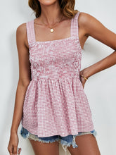 Load image into Gallery viewer, Smocked Plaid Square Neck Tank
