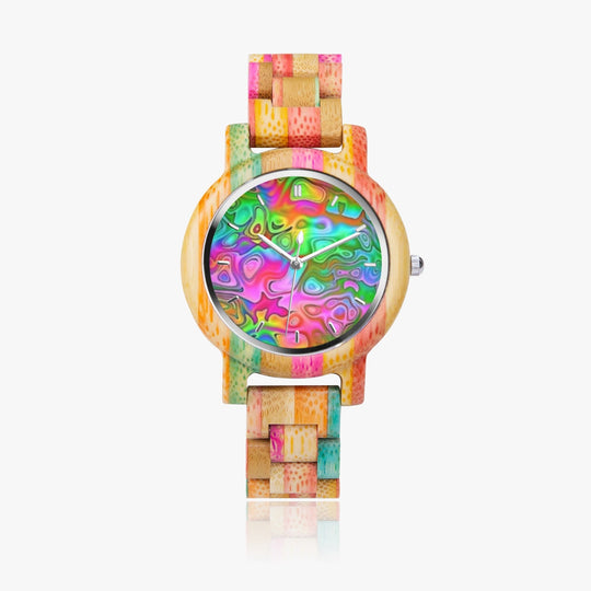 Ti Amo I love you - Exclusive Brand - Colorful - Camouflage Wooden Watch - Green & Pink