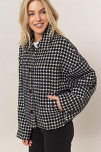 Load image into Gallery viewer, HYFVE Tweed Plaid Button Up Collared Neck Jacket
