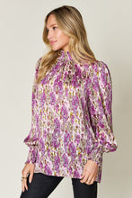 Load image into Gallery viewer, Double Take Full Size Printed Smocked Long Sleeve Blouse
