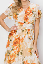 Load image into Gallery viewer, HYFVE Floral Tie Back Short Sleeve Slit Maxi Dress
