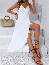 Load image into Gallery viewer, Backless Tassel Surplice Spaghetti Strap Cover Up Dress
