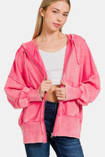 Load image into Gallery viewer, Zenana Acid Washed French Terry Zip-Up Hoodie with Pockets
