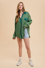 Load image into Gallery viewer, Annie Wear Waffle-Knit Mineral Washed Button Down Shirt
