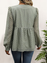 Load image into Gallery viewer, Peplum Round Neck Long Sleeve Blouse
