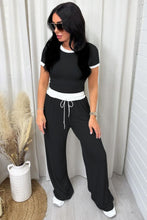 Load image into Gallery viewer, Contrast Trim Round Neck Top and Pants Set
