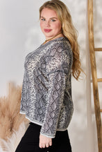 Load image into Gallery viewer, Hailey &amp; Co Full Size Snakeskin V-Neck Long Sleeve Top
