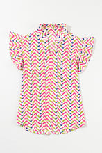 Load image into Gallery viewer, Multicolor Chevron Print Ruffled Sleeve Blouse
