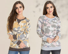 Load image into Gallery viewer, Camo Raglan V Stitch Brushed Pullover
