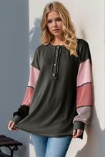 Load image into Gallery viewer, Double Take Full Size Color Block Round Neck Long Sleeve T-Shirt
