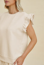 Load image into Gallery viewer, Double Take Full Size Texture Round Neck Ruffle Sleeve Top and Shorts Set
