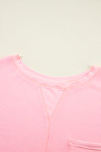 Load image into Gallery viewer, Pink Plus Size Ribbed Exposed Seam Tee and Shorts Set
