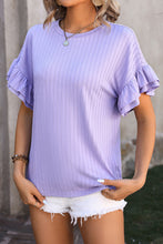 Load image into Gallery viewer, Orchid Petal Ruffle Sleeve Textured Top
