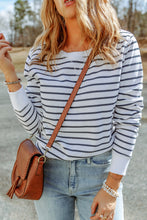 Load image into Gallery viewer, Striped Print Ribbed Trim Long Sleeve Top
